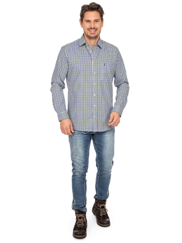 Almsach Langarmhemd LF670-CO in blau-tanne günstig kaufen