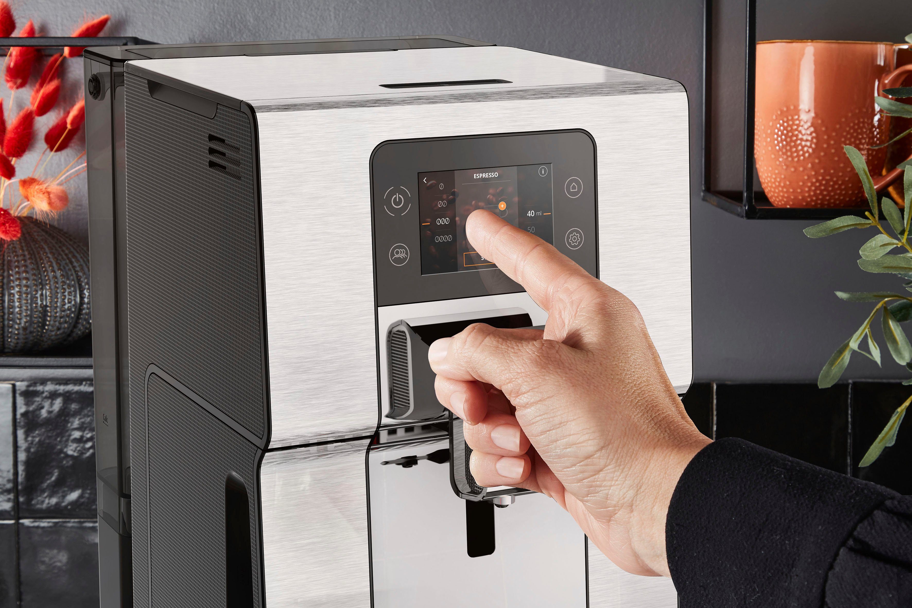 Krups Kaffeevollautomat EA877D Intuition Experience+, 21 Heiß- und Kaltgetränke-Spezialitäten, geräuscharm, Farb-Touchscreen