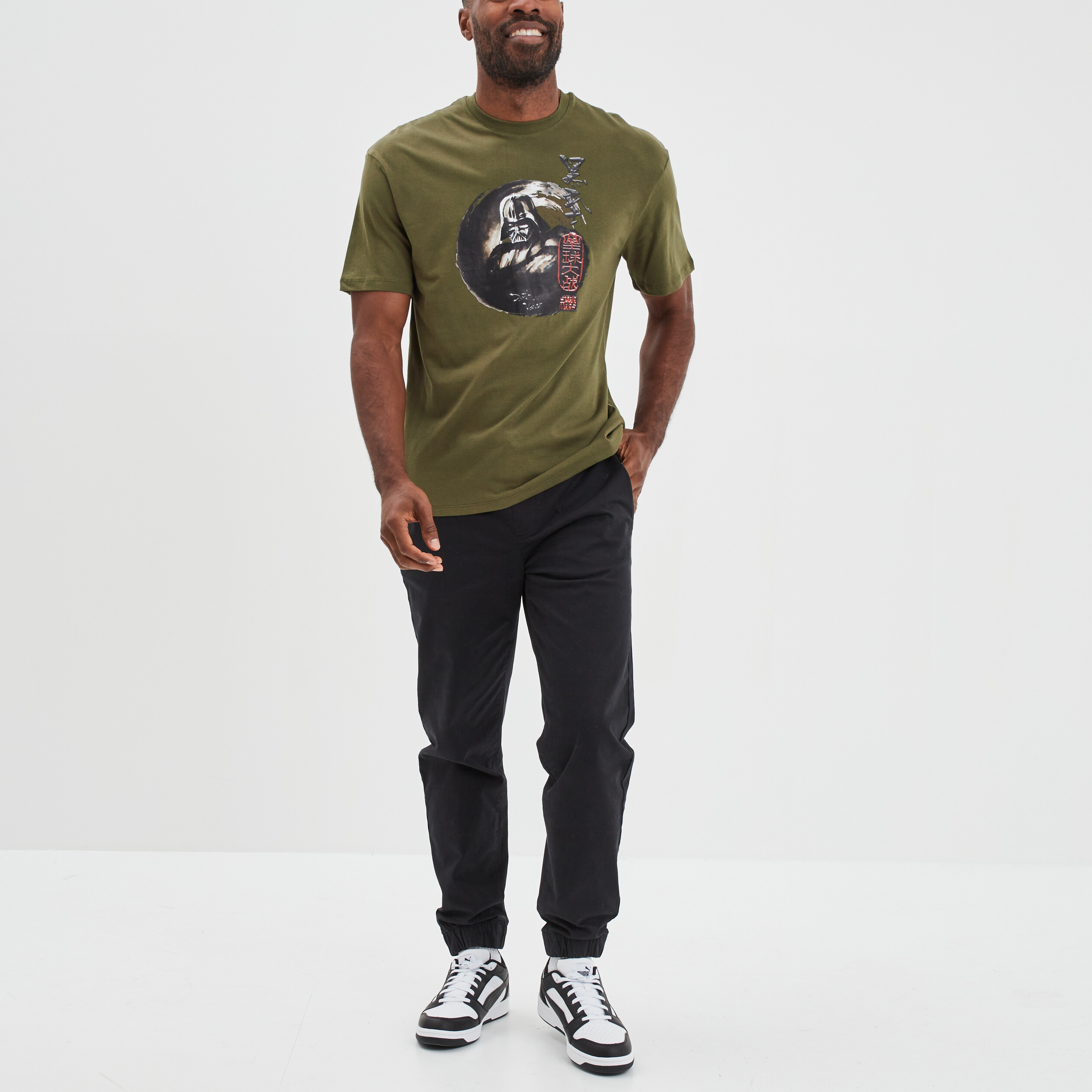 T-shirt coton Star Wars Dark Vador vert kaki homme | La Halle