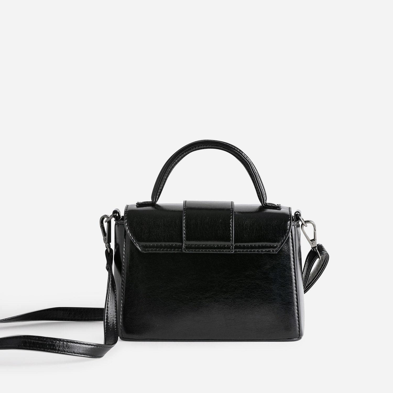 Sac à main TEXTO noir glacé avec maxi chaîne