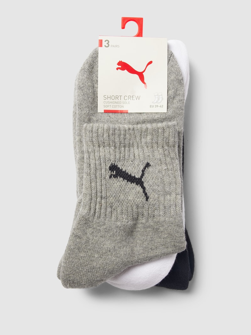 Socken mit Label-Detail im 3er-Pack Modell 'SHORT CREW' in mittelgrau