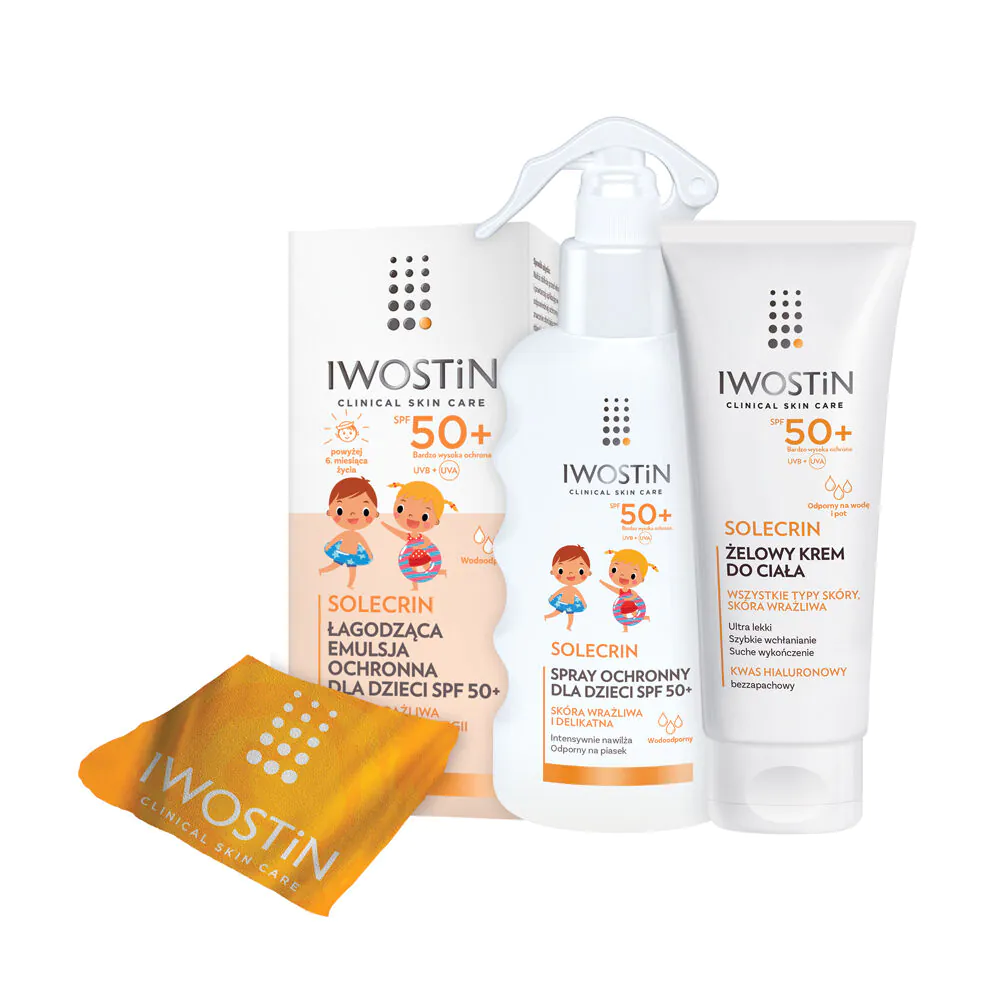 Iwostin Solecrin Set (Emulzija SPF50+ 100ml + Sprej SPF50+ 175ml + Gel-krema SPF50+ 200ml + Peškir)