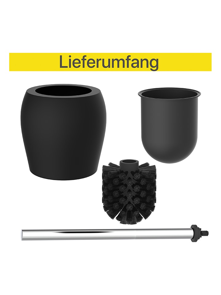 Schütte WC-Bürstenhalter in Schwarz - (H)37,7 x Ø 13 cm günstig kaufen onesize