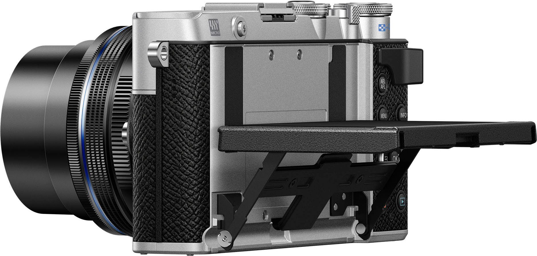 Olympus E‑P7 Systemkamera (M. Zuiko Digital ED 14-42mm F3.5-5.6 EZ Pancake, 20,3 MP, 3x opt. Zoom, Bluetooth, WLAN)