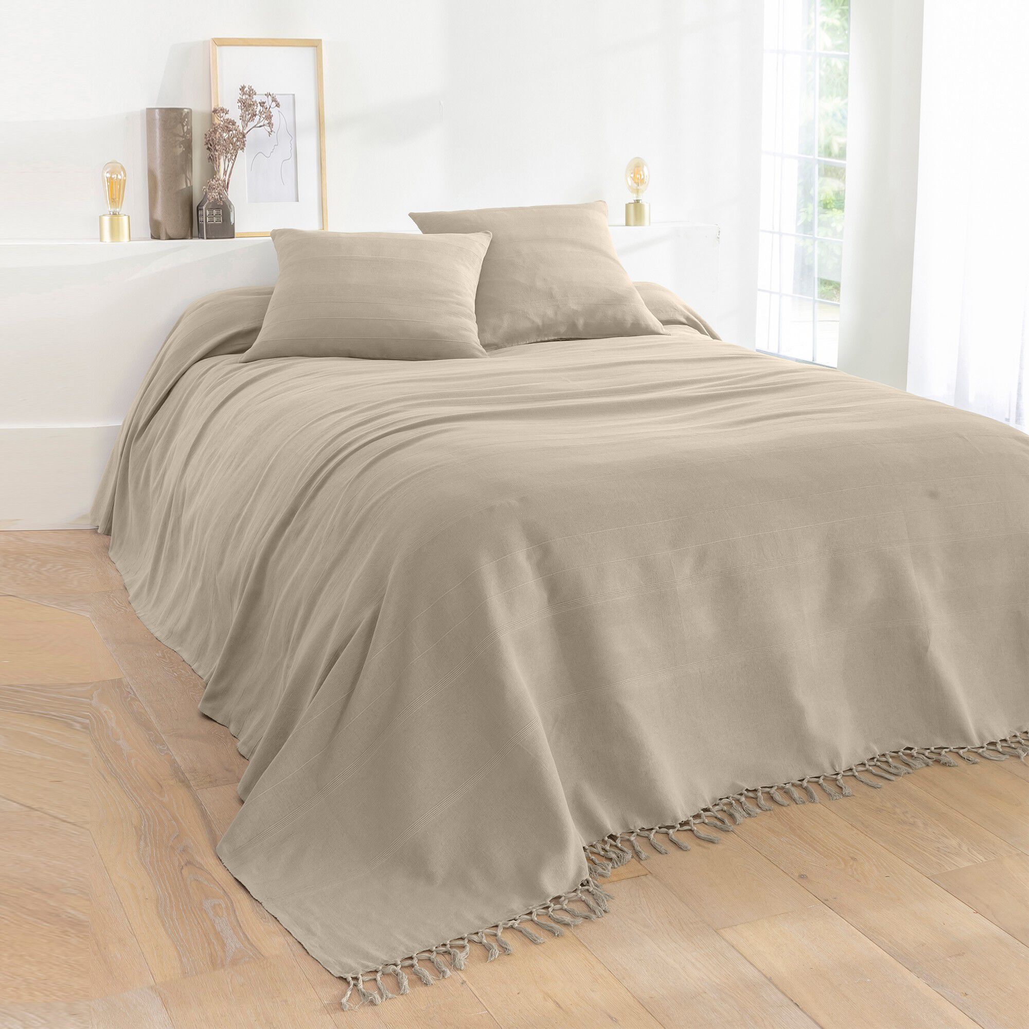 Plaid ou jeté uni coton tissage artisanal