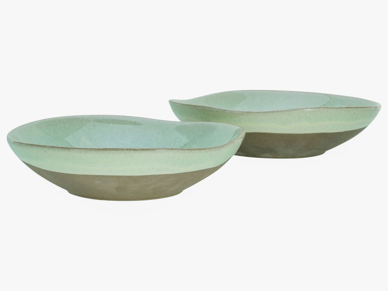 CreaTable Basalt Bowls, Salbei , 2-teiliges Geschirrset, Pastabowl Set aus Steinzeug