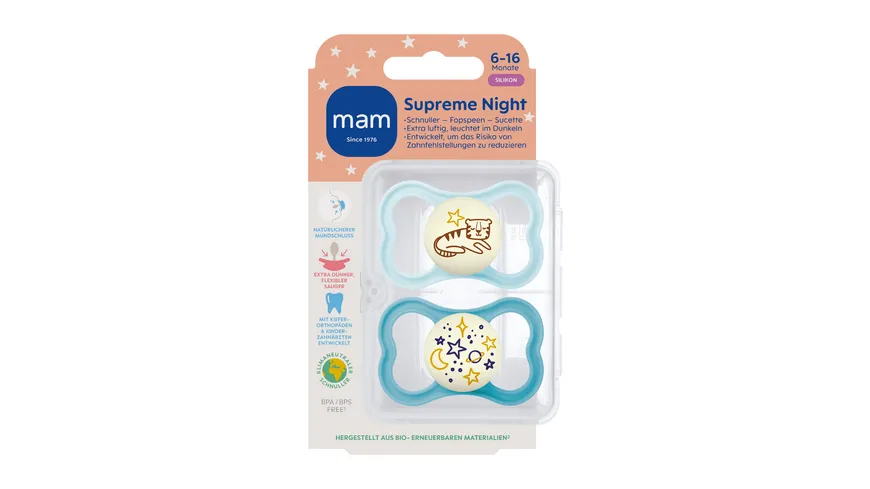 MAM Supreme Night Silikon 6-16 Monate Tiger/Universum