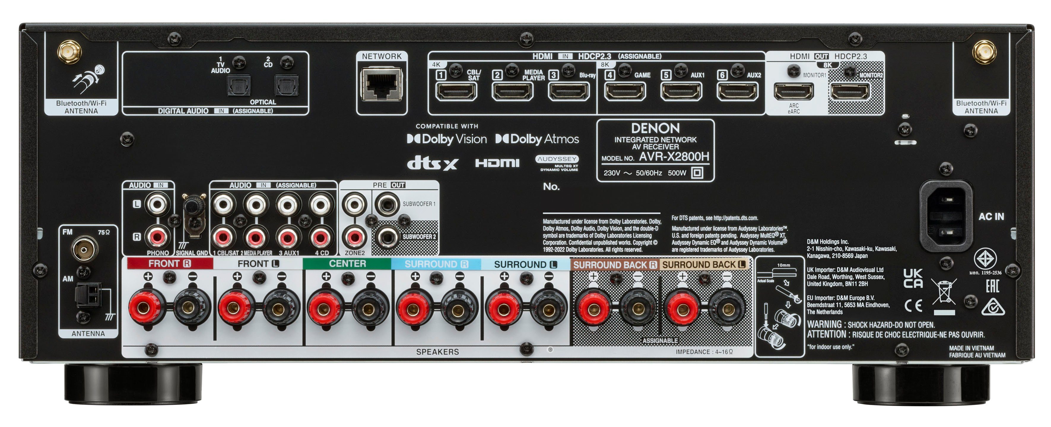 Denon AVR-X2800H 7.2 AV-Receiver (Bluetooth, LAN (Ethernet), WLAN, mit DAB)
