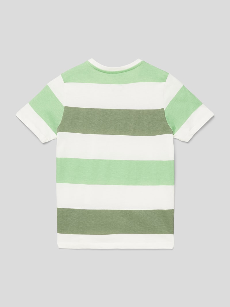 T-Shirt in melierter Optik mit Label-Detail Modell 'JAN' in offwhite