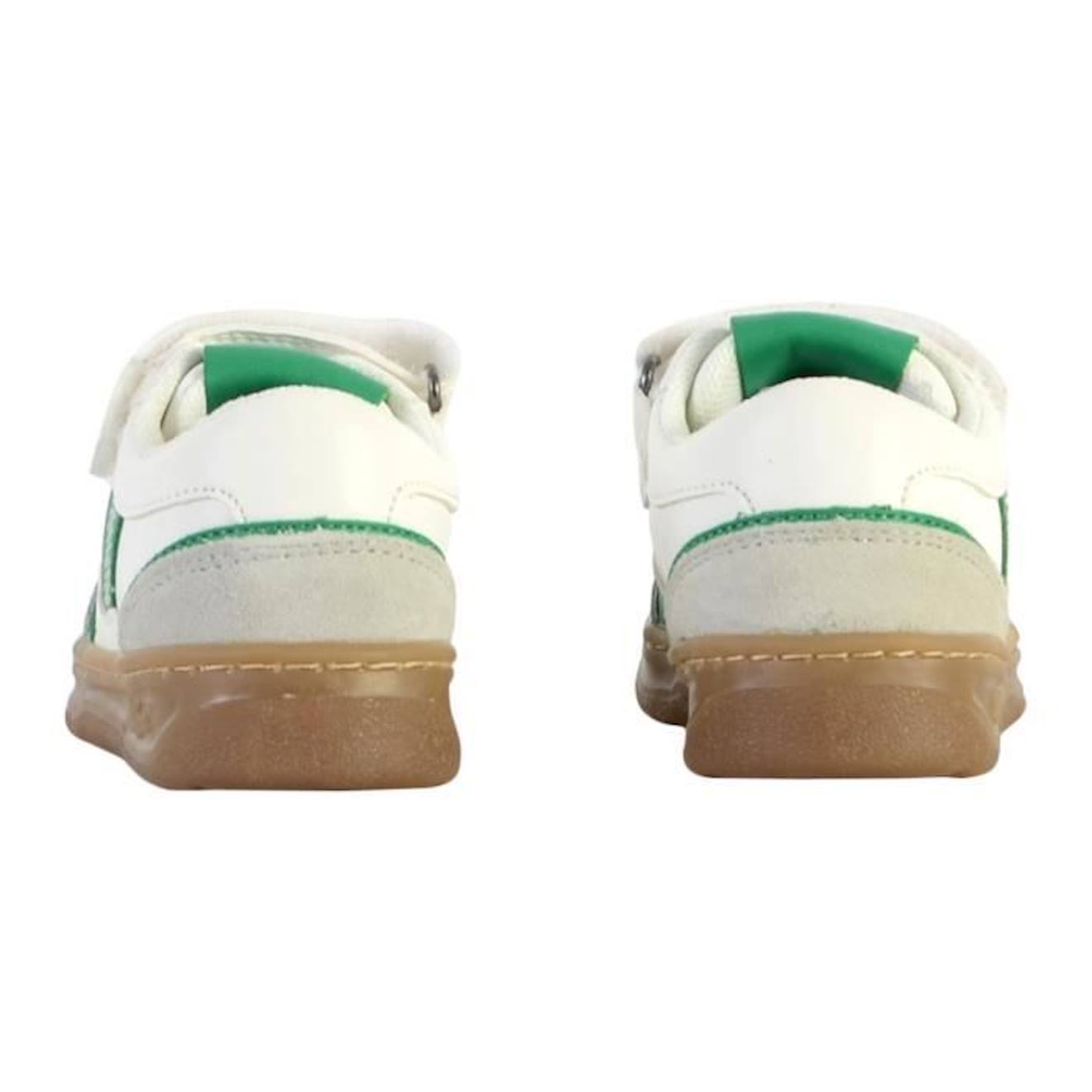 Basket Cuir Enfant Kickers Kouic blanc