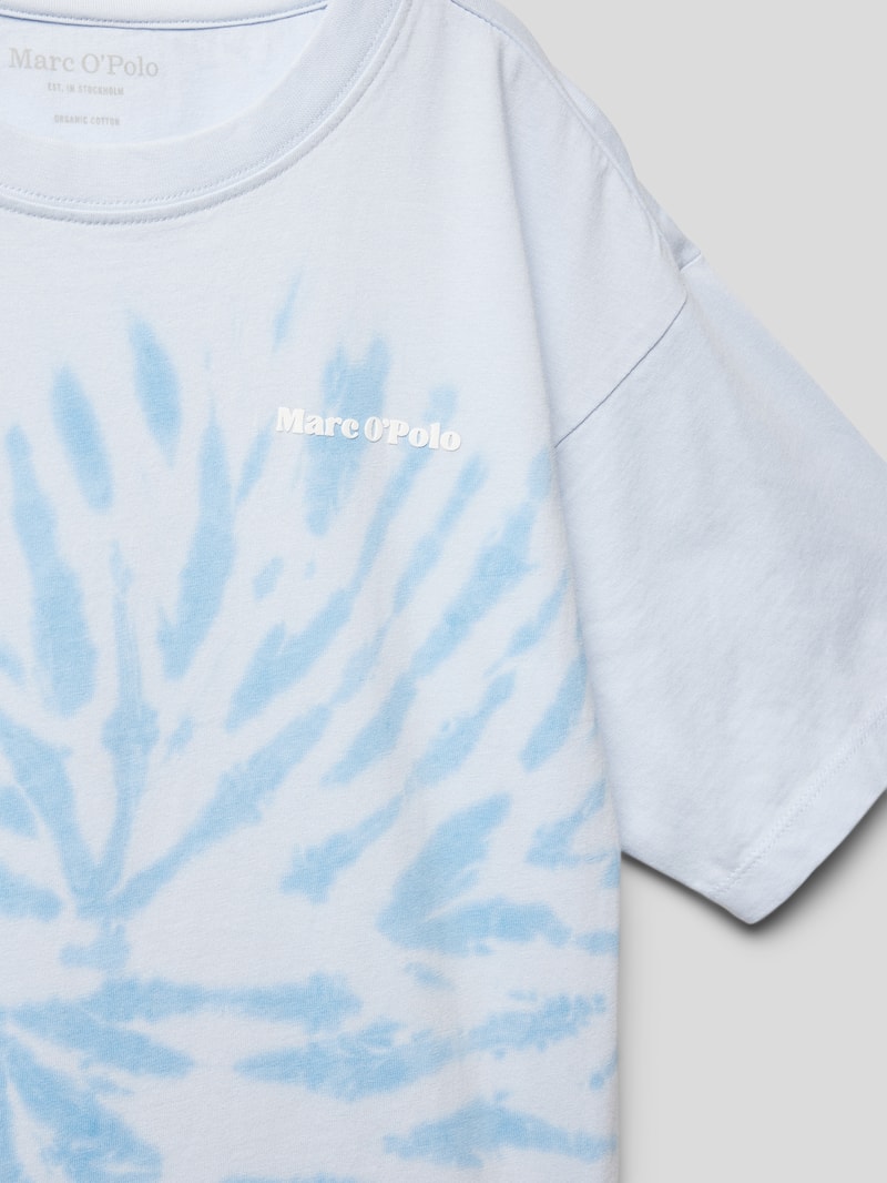 T-Shirt mit Label-Print in hellblau