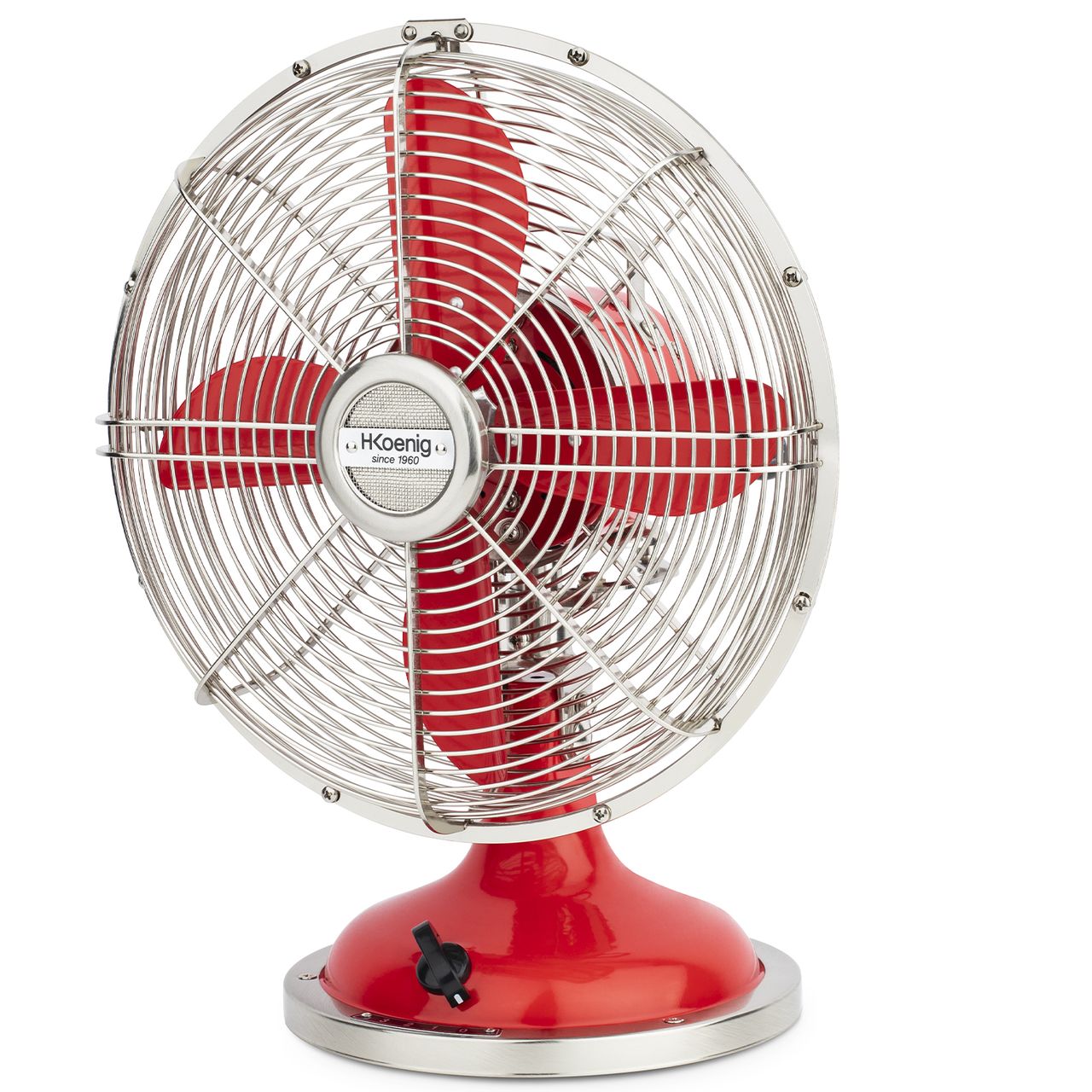 H.Koenig Elektrischer Tischventilator im Retro-Stil, rot