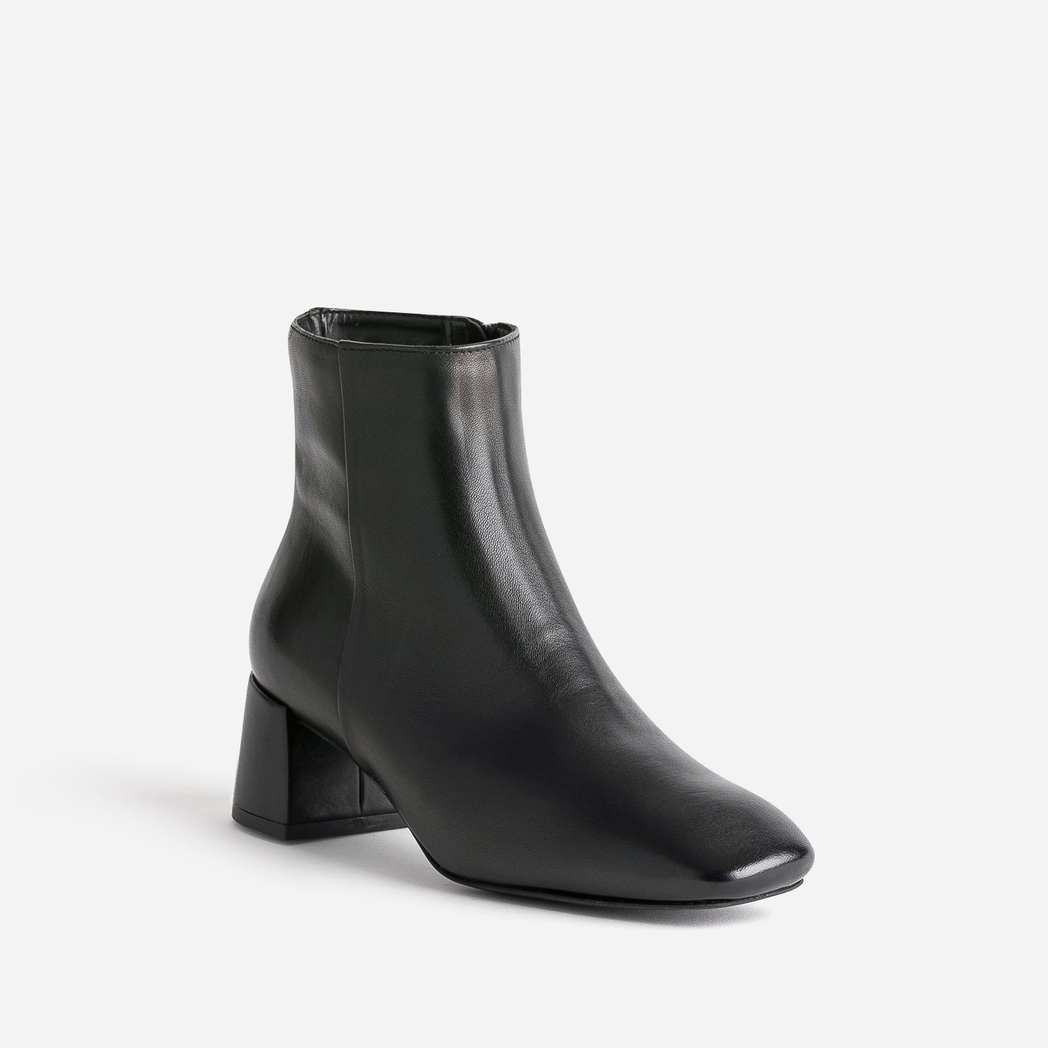Boots à talon flare noir en cuir