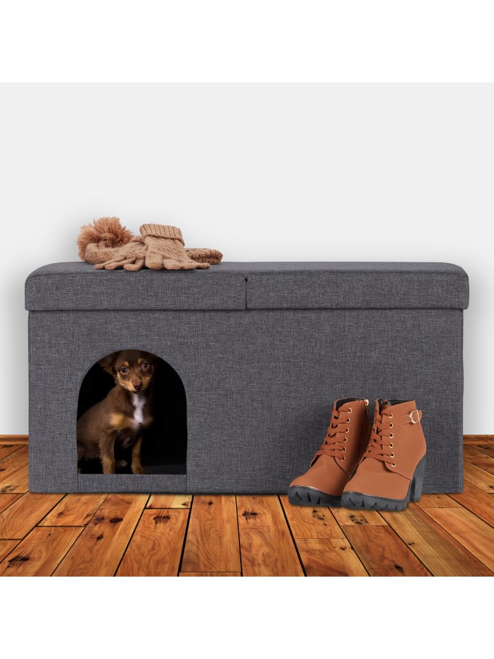 relaxdays Katzenhöhle in Grau - (B)74,5 x (H)38,5 x (T)37 cm günstig kaufen onesize