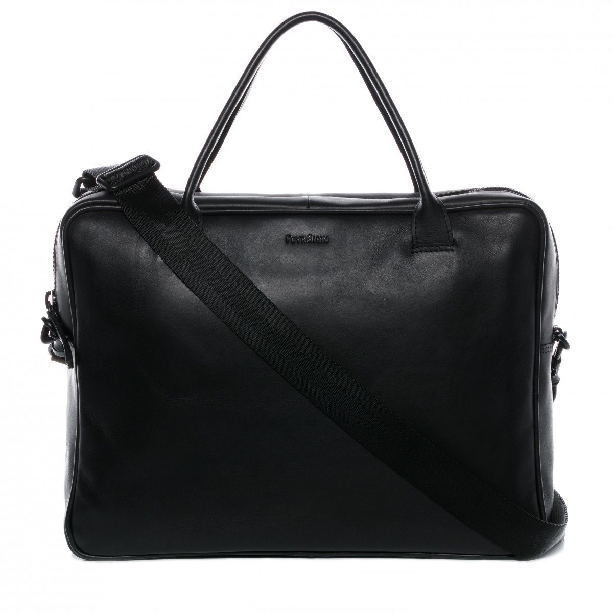 FEYNSINN Laptoptasche Leder Businesstasche Unisex FINN, Laptoptasche 15,4 Zoll, Aktentasche Echtleder Damen Herren schwarz