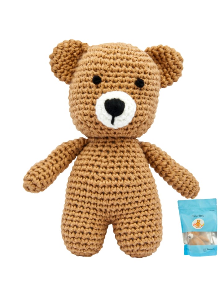 miniHeld Handgestrickter Bär gehäkelt aus Baumwolle Spielzeug 15 cm 0 Monate günstig kaufen onesize