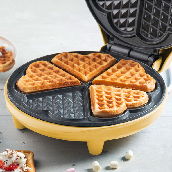 Waffeleisen, Herzform, gelb