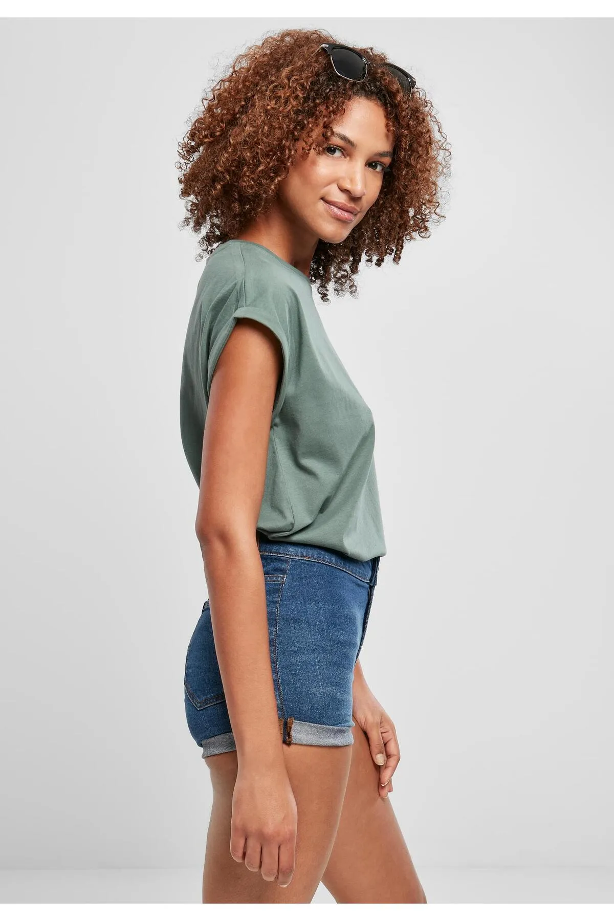 Urban Classics  Damen T-Shirt mit verlängerter Schulterpartie für Damen