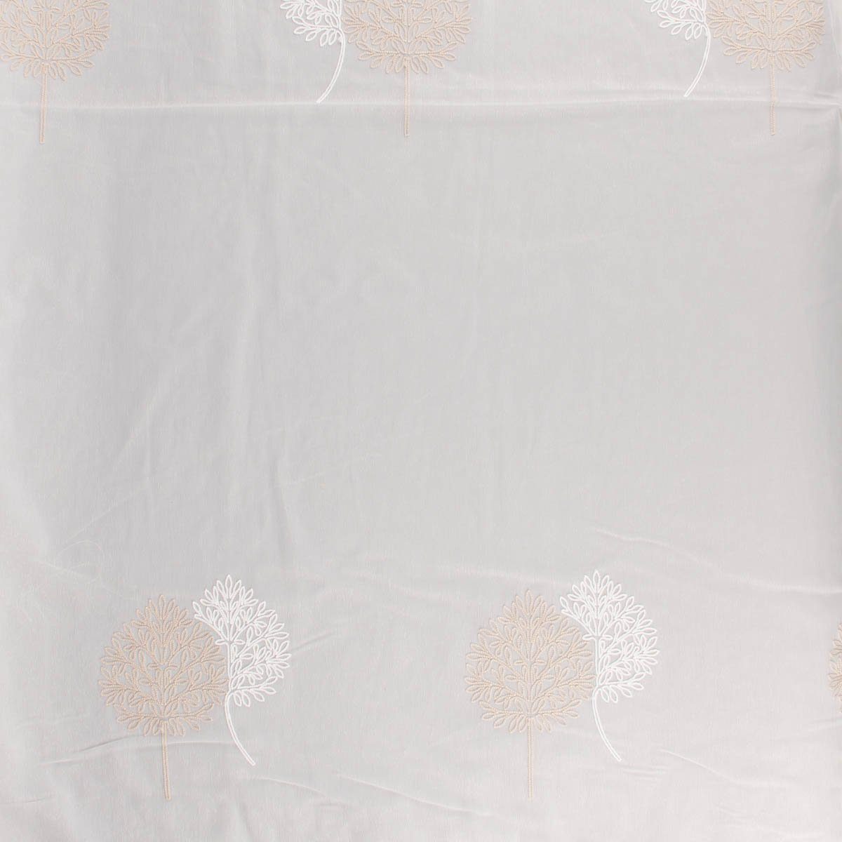 Meterware Gardinenstoff Gardinenstores Stickerei Voile Blätter Bäumchen raumho, SCHÖNER LEBEN., leicht perforiert, Stickerei/Stickstoff, bestickt, mit Bleiband, pflegeleicht, überbreit