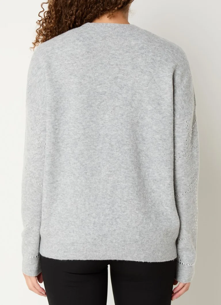 Gerry Weber Fine-knit cardigan in wool blend with rhinestones and patch pockets