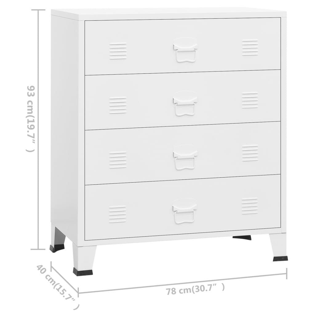 vidaXL Anrichte Industrial Kommode mit Schubladen Weiß 78x40x93 cm Metall