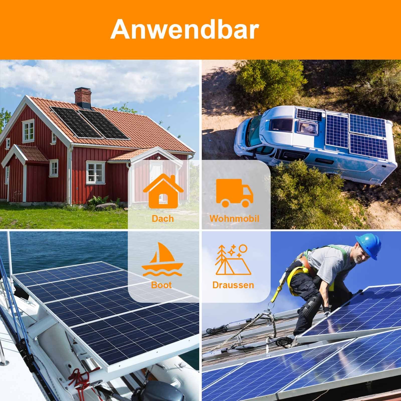 GLIESE Solarmodul 100W Solarmodul, 100,00 W, Monokristallin, (Set, 3 Stücke Solarmodul), Hoher Wirkungsgrad in Kombination mit geringem gewicht