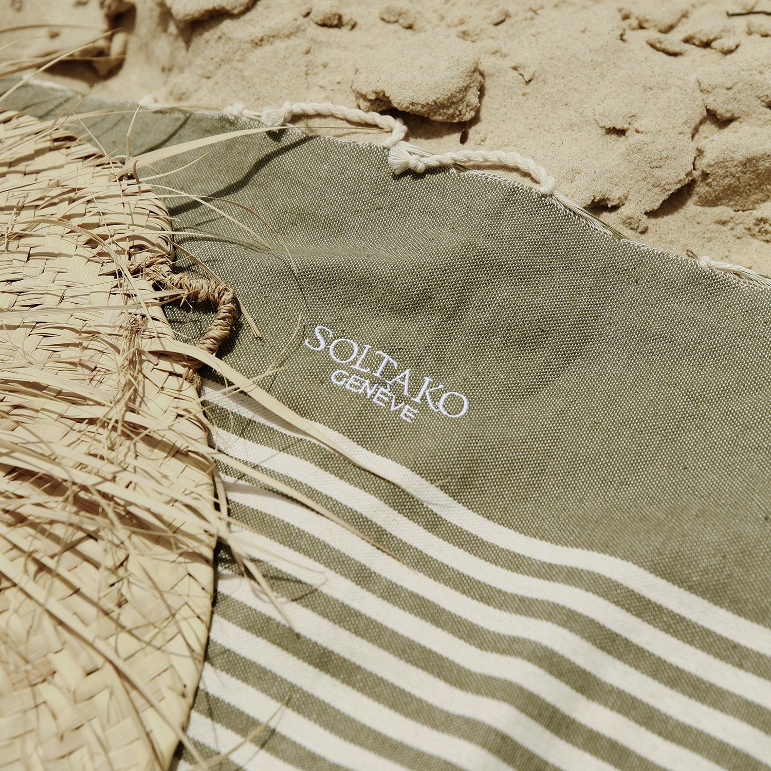 SOLTAKO Strandtuch XXL Strandtuch 200x200 / Hamamtuch Geschenkset 