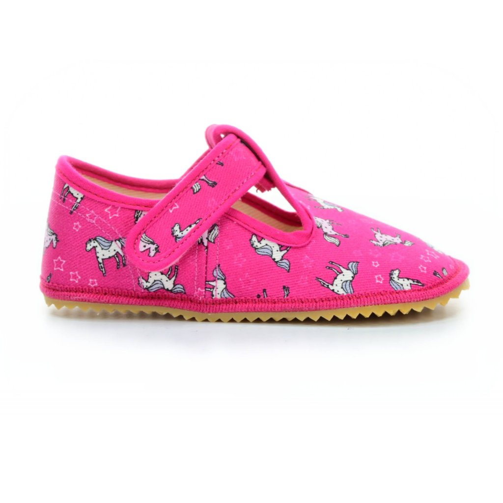 Beda rosa mit Pferden Canvas Hausschuhe (BF-060010/W)