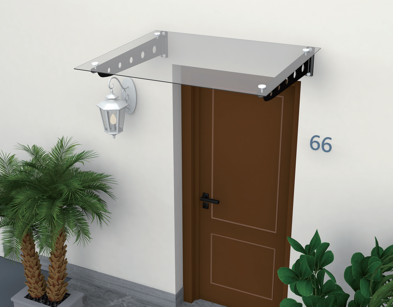 Powertec Garden Vordach 140 x 90 cm 8mm dickes Glas