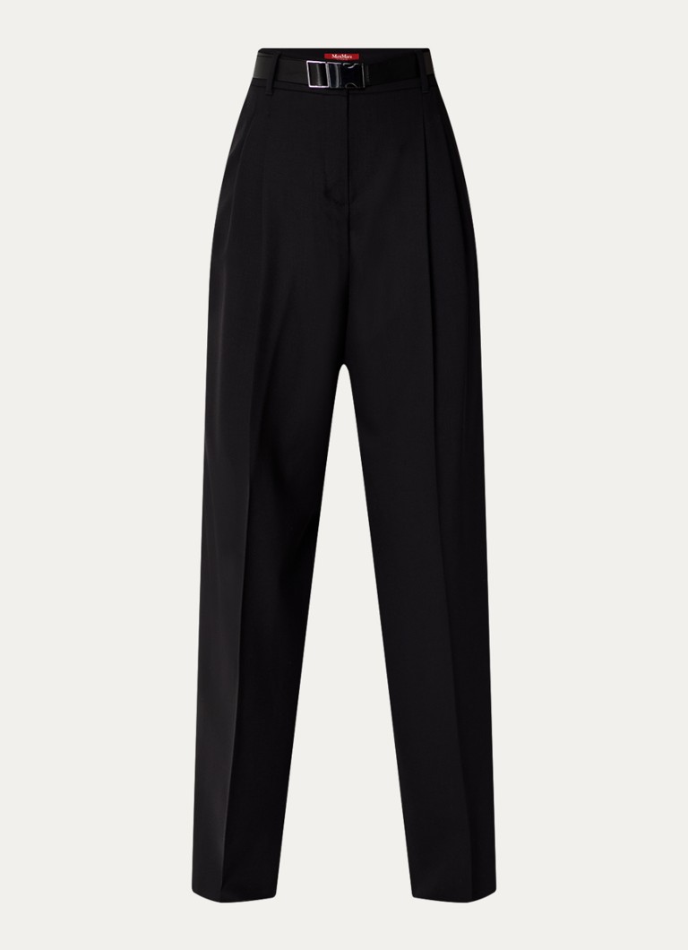 MaxMara Raid high-waist wide-fit trousers in virgin wool blend with pressed crease