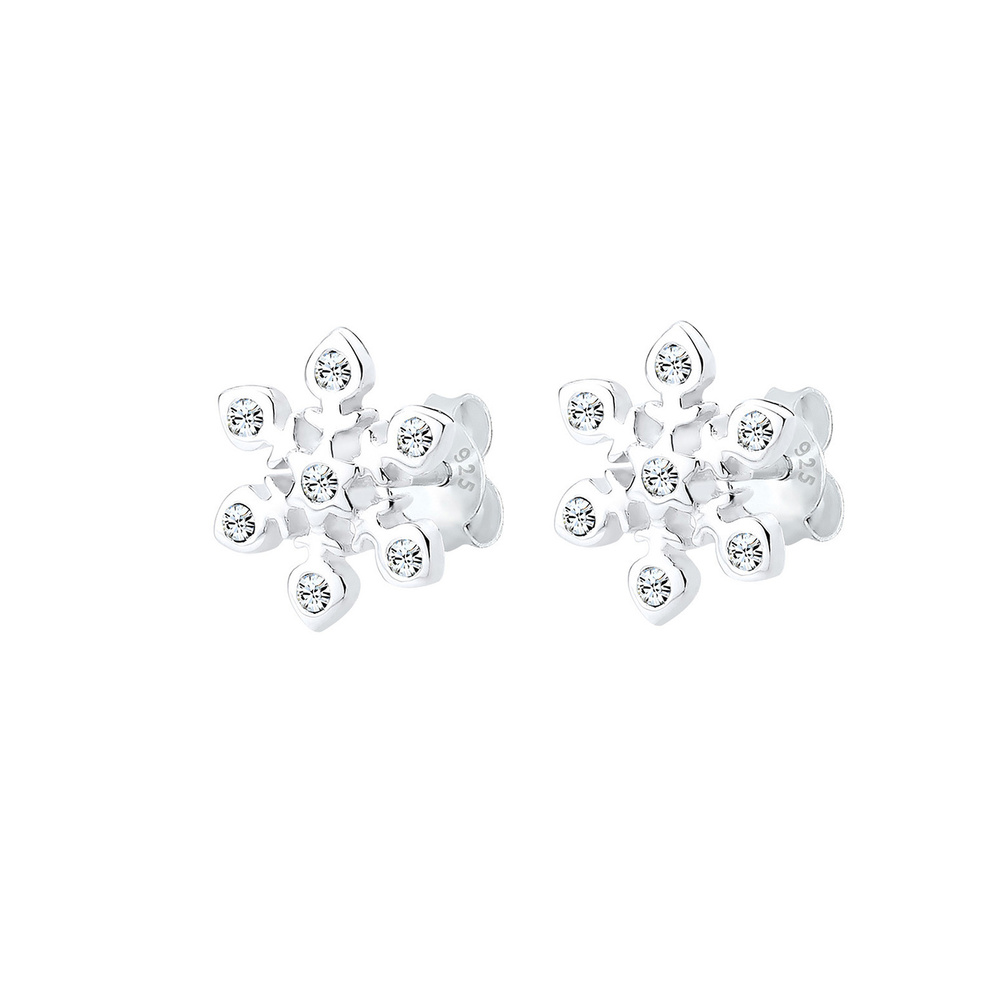 Elli Elli Boucles d'Oreilles Schneeflocke Weihnachten Kristalle Silber Boucles d'oreilles