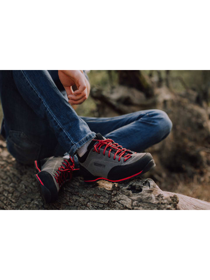 GUGGEN MOUNTAIN Wanderschuhe Gummikappe in Grau-Rot günstig kaufen