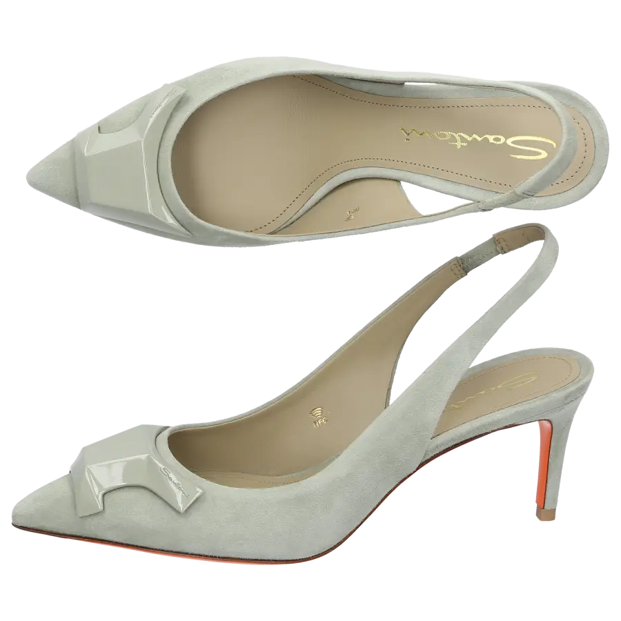Santoni - Slingpumps SIBILLE Veloursleder - grün