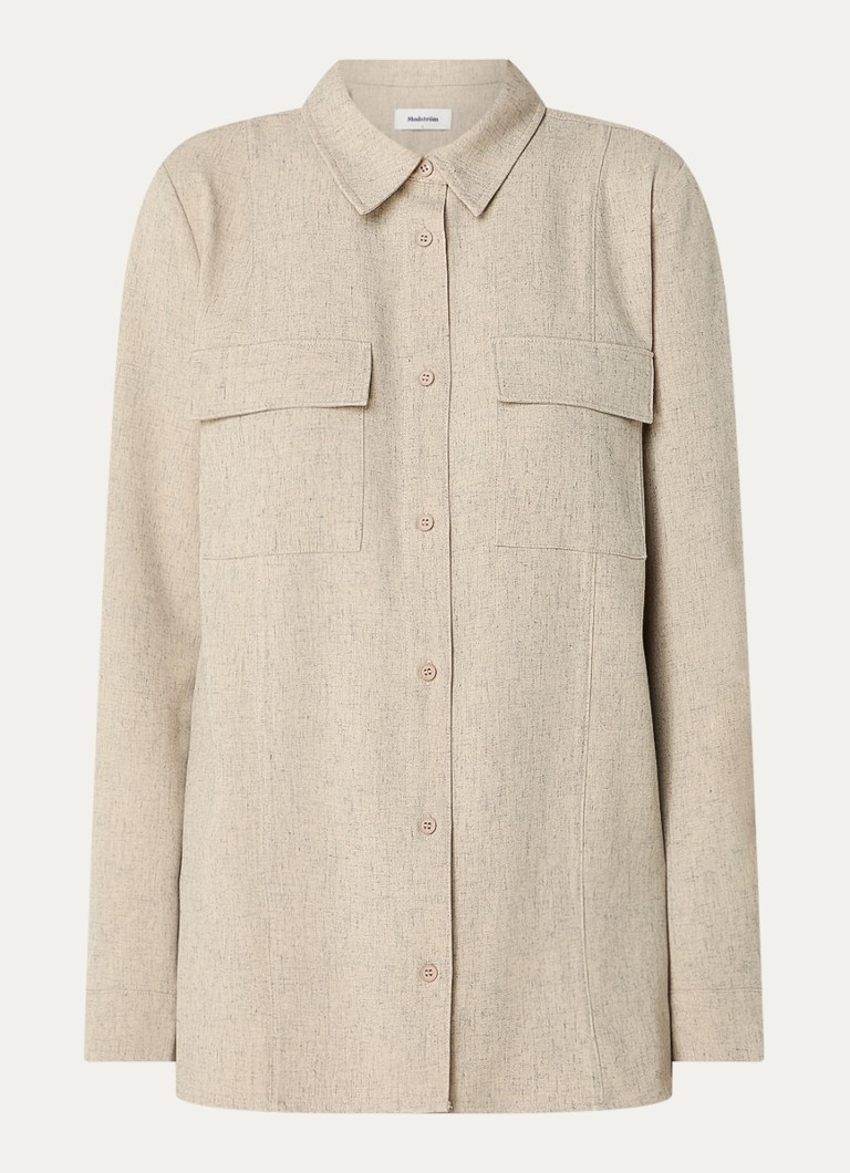 Modström  Kalem blouse in linnenblend met borstzakken
