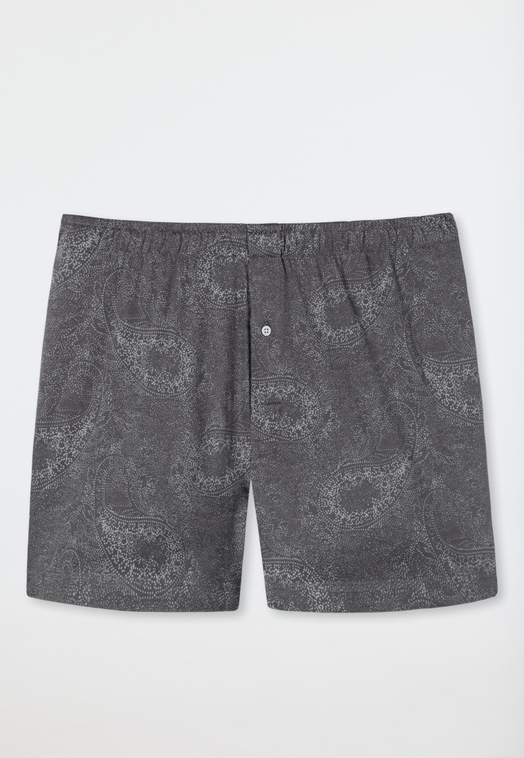 Boxershorts Interlock Paisley anthrazit gemustert - Fine Interlock