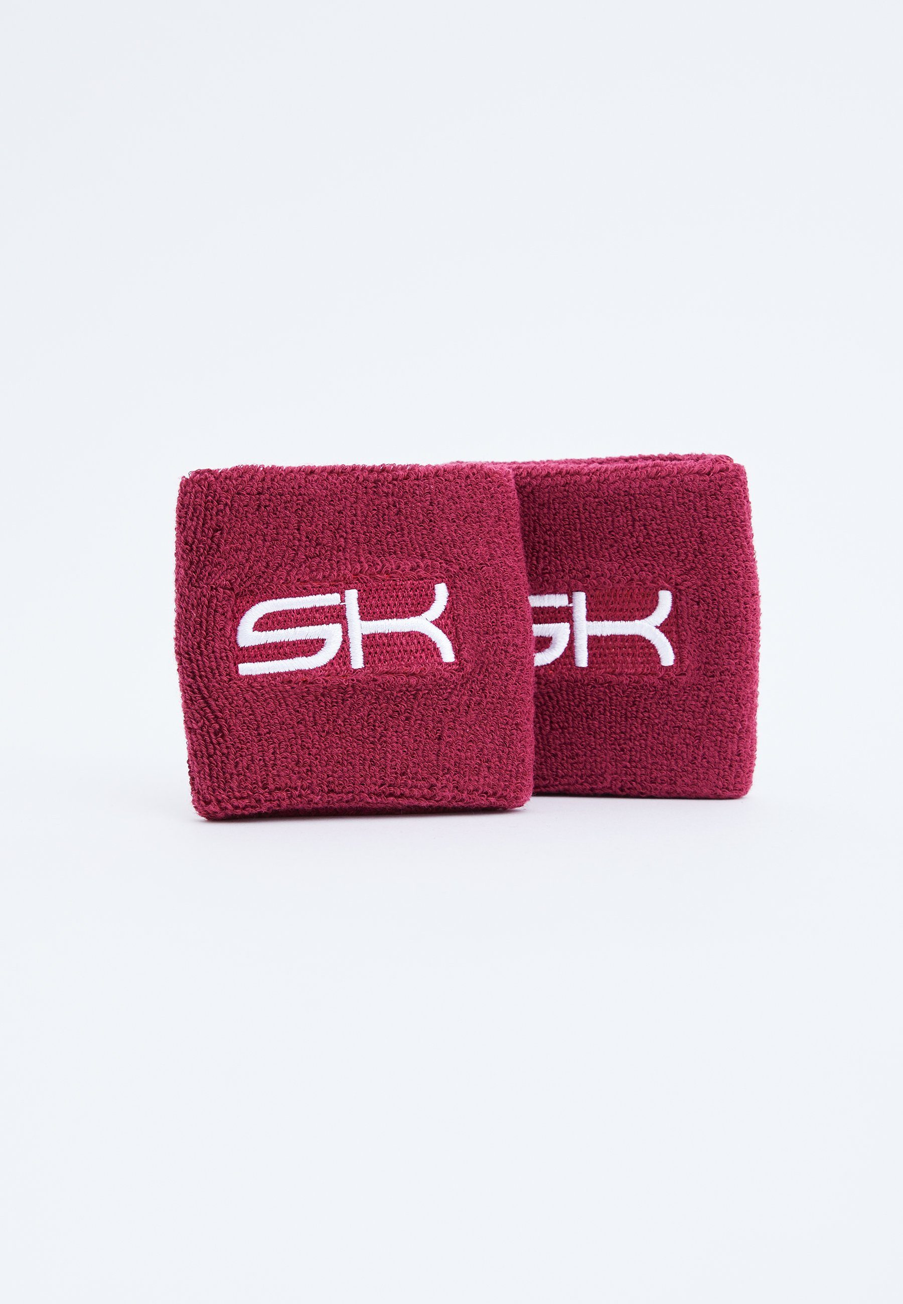 SPORTKIND Schweißband Tennis Schweißbänder klein 2er Set unisex Kinder & Erwachsene, bordeaux rot