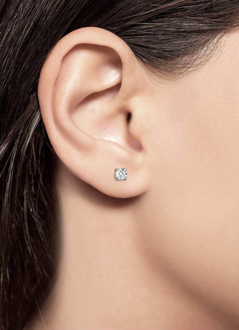 Diamond Point White gold solitaire lab-grown diamond stud earrings, 0.46 ct. 0.46 ct diamond Lab-grown diamond