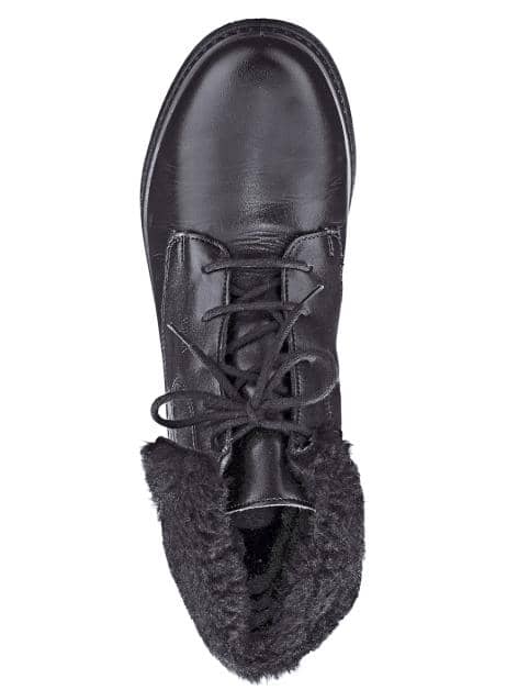 Schnürstiefelette mit umschlagbarem Fellkragen