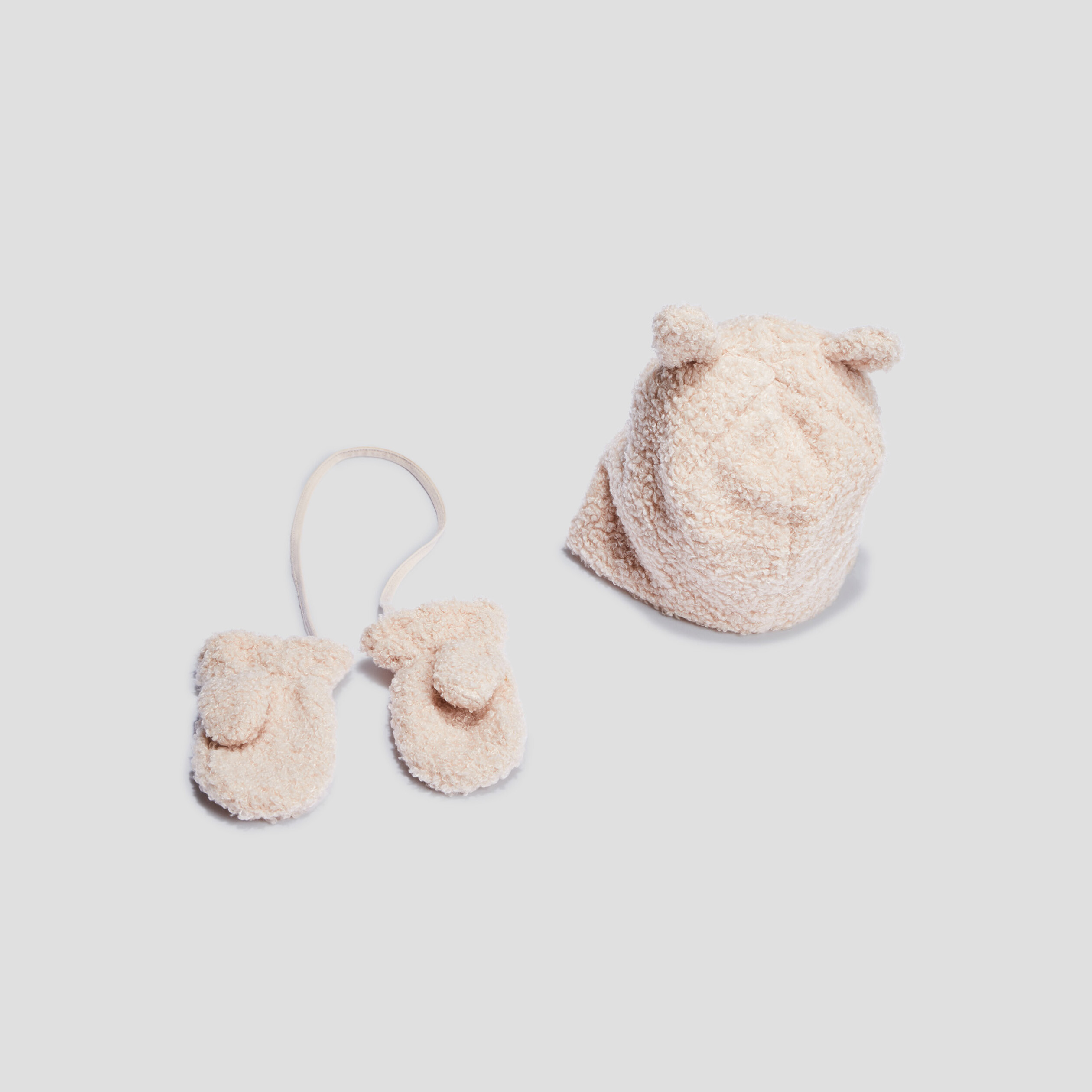 Ensemble bonnet et moufles sable bébé fille | La Halle