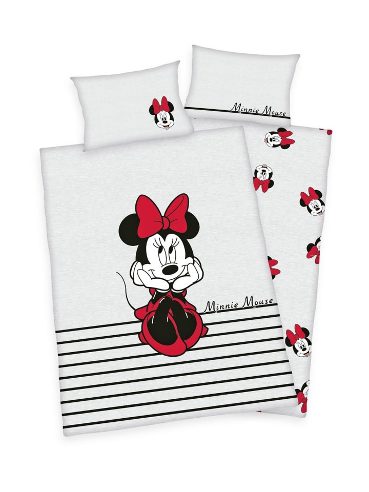 Herding 2 tlg. Renforcé Bettwäsche 100x135cm Disney Minnie Mouse in Grau günstig kaufen 100x135 cm
