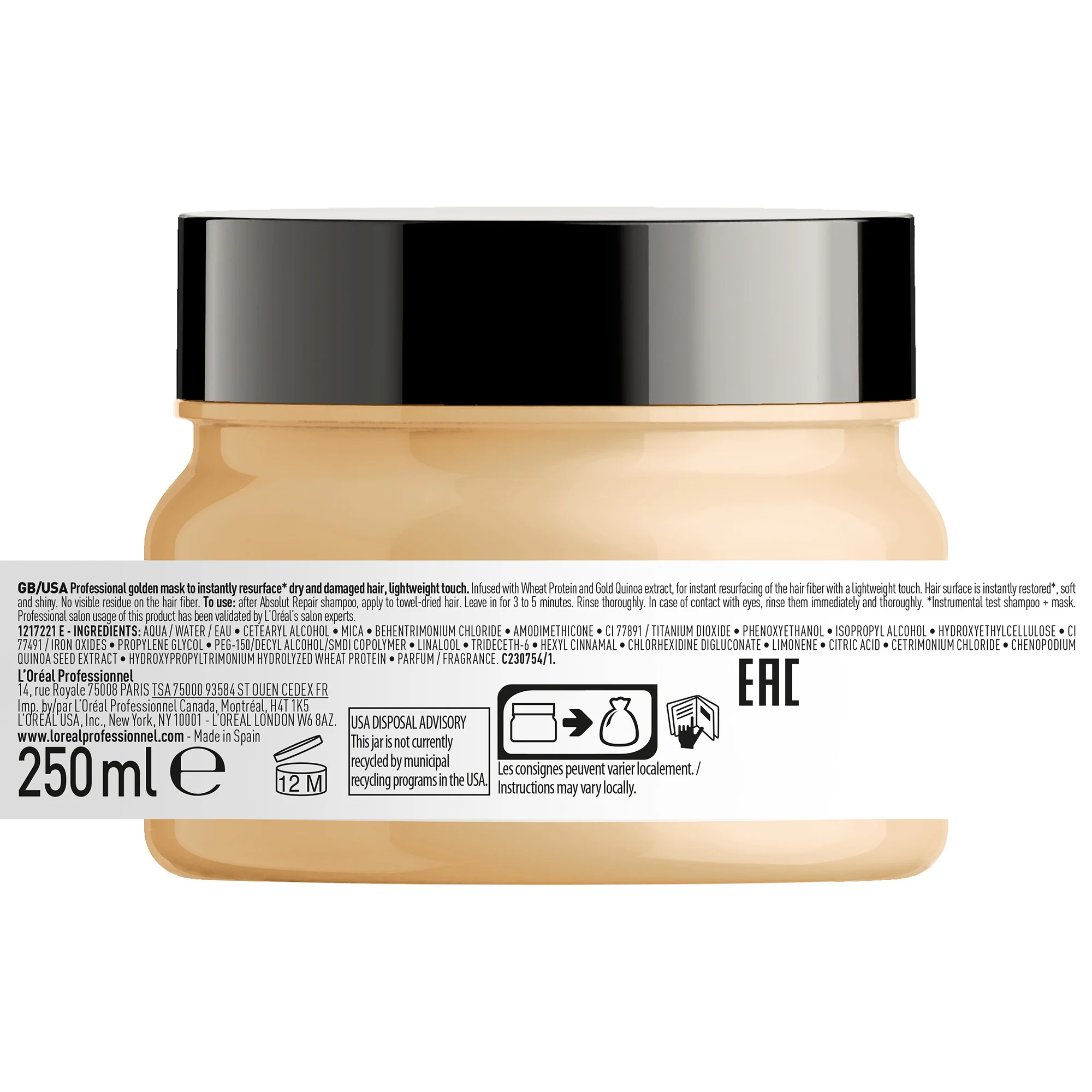 SERIE EXPERT New Absolut Repair Golden Mask - Maschera Riparatrice Capelli