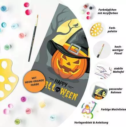CreArt Happy Halloween - Malen nach Zahlen für Kinder ab 9 Jahren