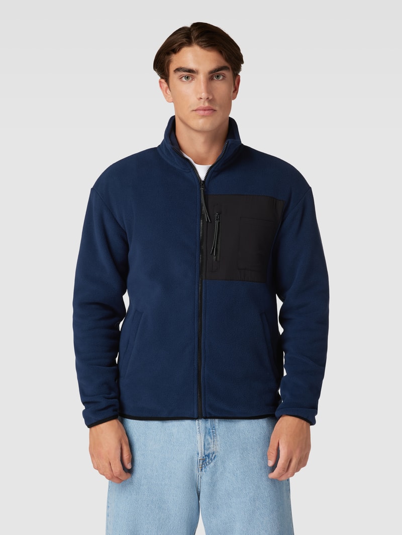 Sweatjacke mit Stehkragen in royalblau