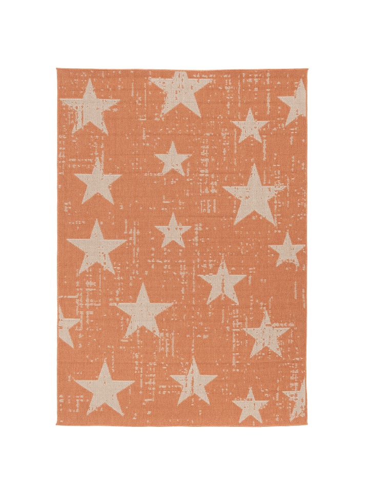 Pergamon In & Outdoor Teppich Flachgewebe Marbella Sterne in Orange günstig kaufen