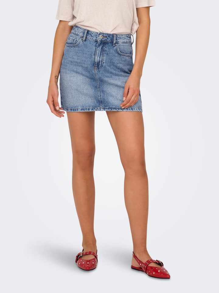 ONLY Jeansrock im Five-Pocket-Design mit Reißverschluss in Hellblau günstig kaufen