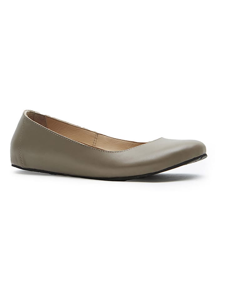 Comfortfusse Leder-Ballerinas in Taupe günstig kaufen