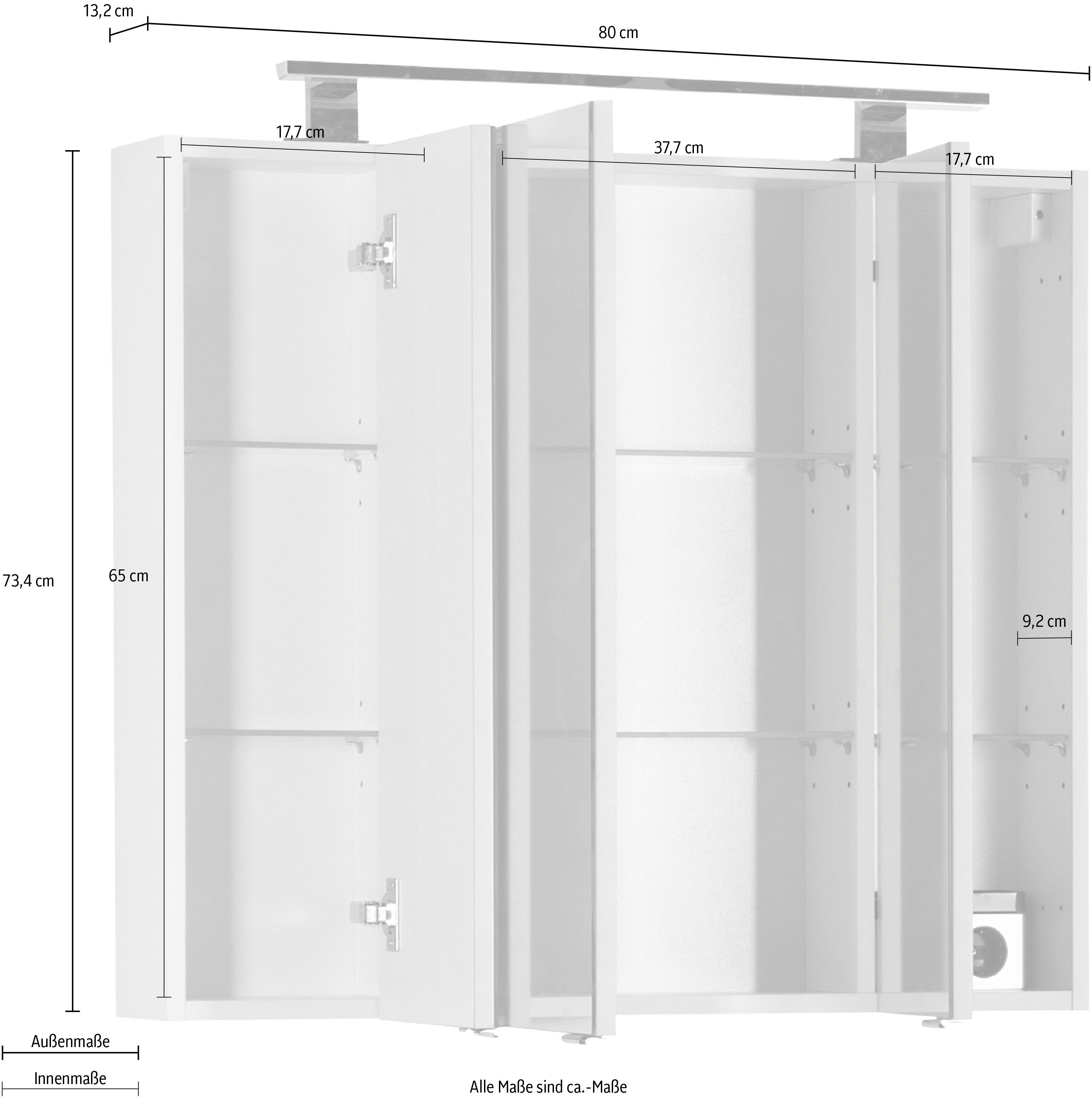 MARLIN Spiegelschrank 3400 Basic Breite 80 cm