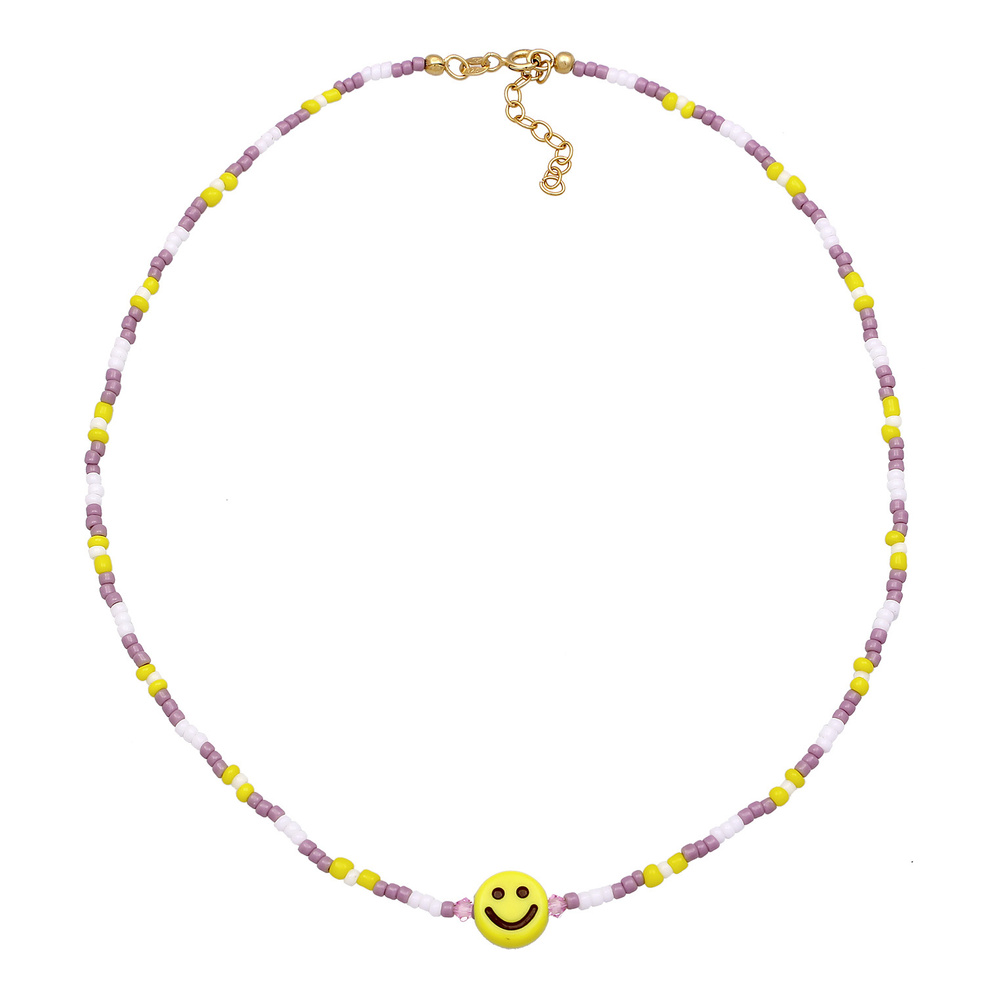 Elli Elli Collier Enfants Smiiley symbole perles Emoji avec perles d'eau douce en arge collier