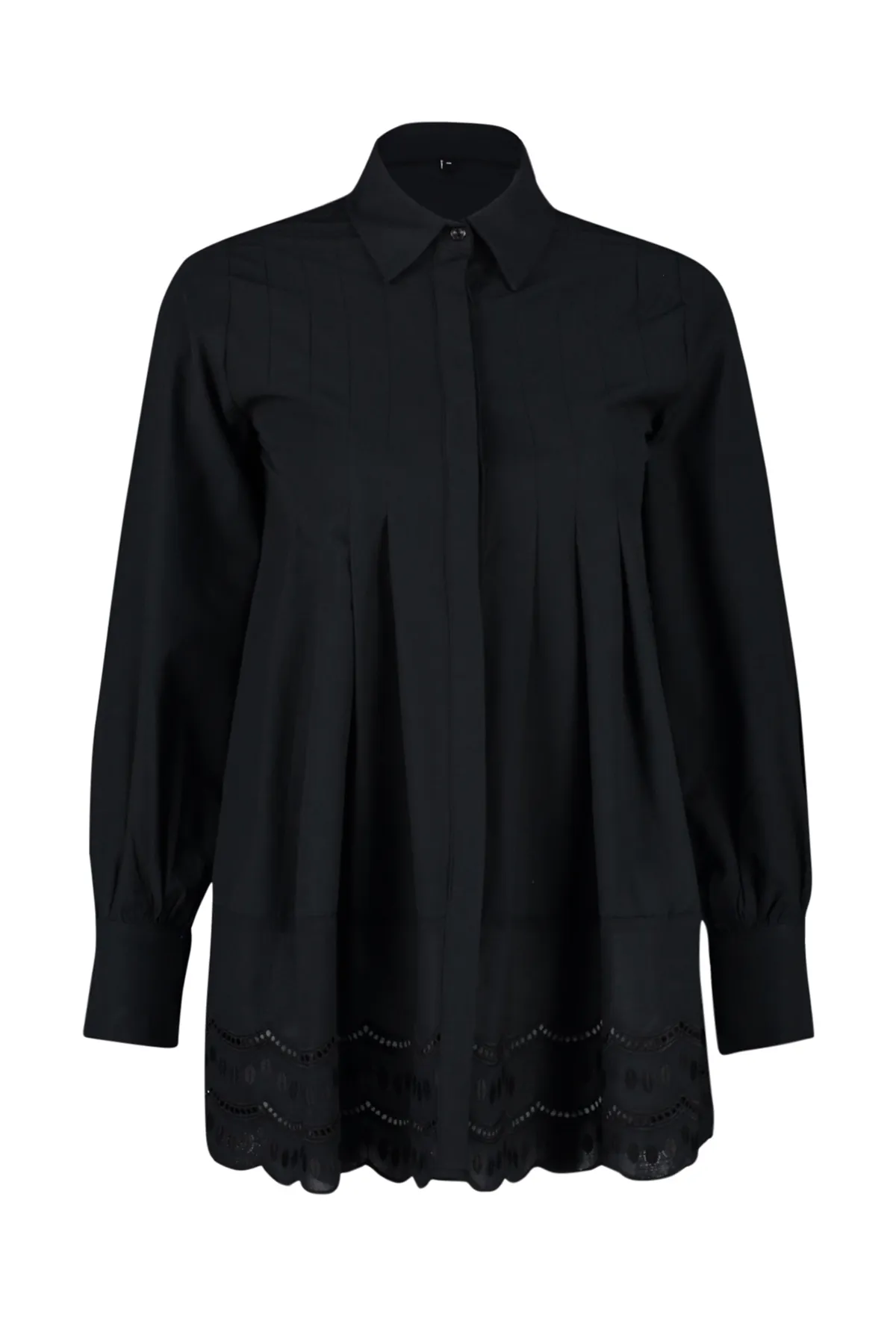 Trendyol Modest  Schwarzes Hemd aus gewebter Baumwolle mit Stickereidetails TCTSS24TG00017