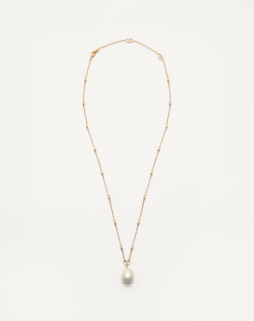 VLogo signaturhalskæde i metal, perle og Swarovski®-krystaller